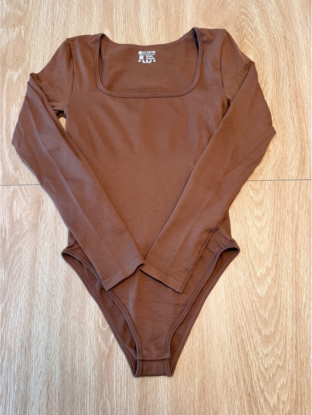 OQQ Long Sleeve Bodysuit Brown